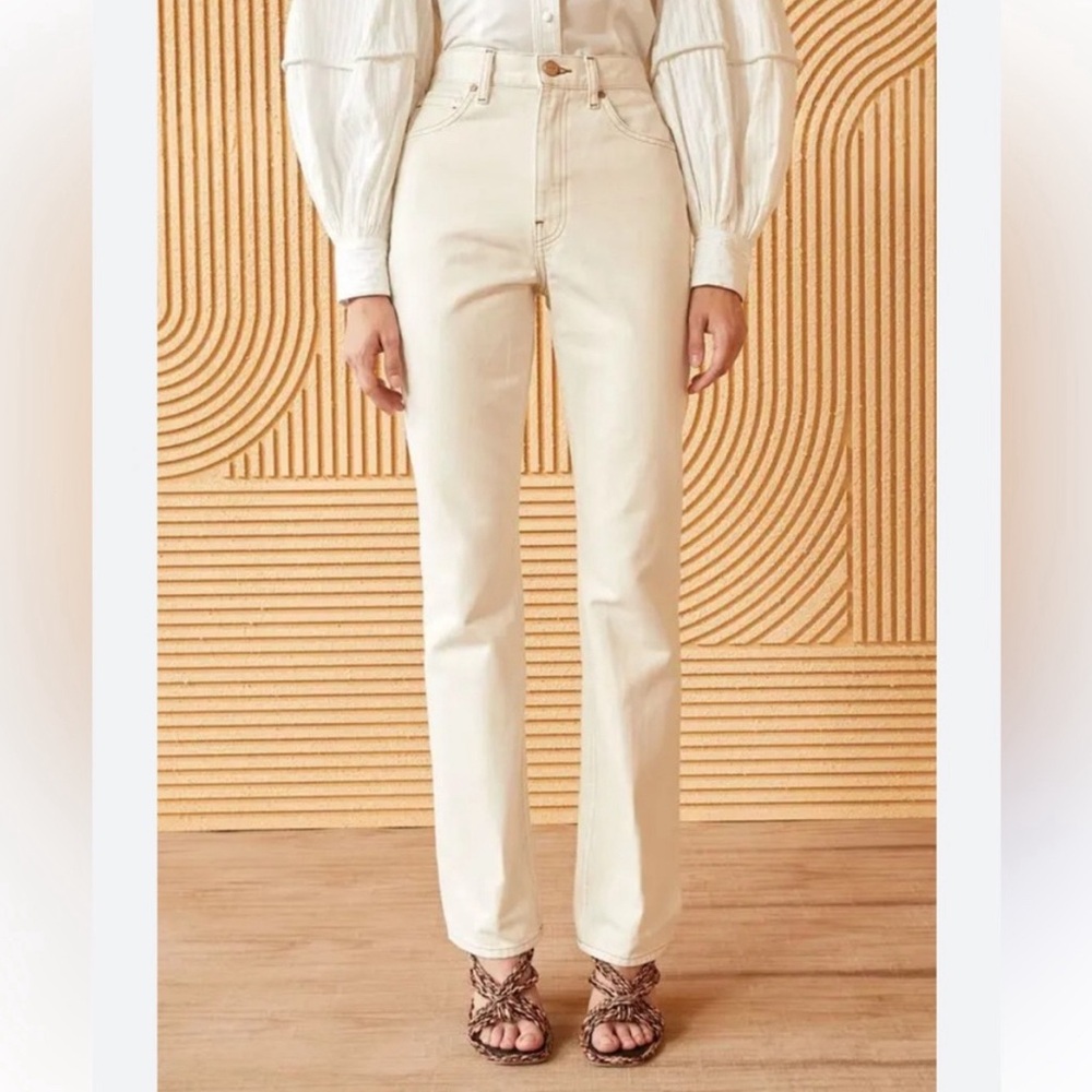 Ulla Johnson The Agnes High Pinch Waist Rigid Bootcut Jeans Cowrie Wash 29